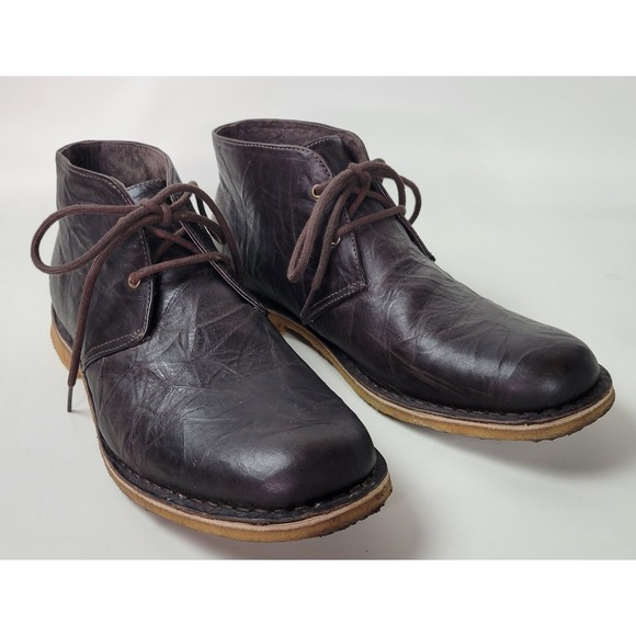 UGG Australia Leighton Mens Dark Brown Crinkled Leather Chukka Desert Boots 11.5 main image 7